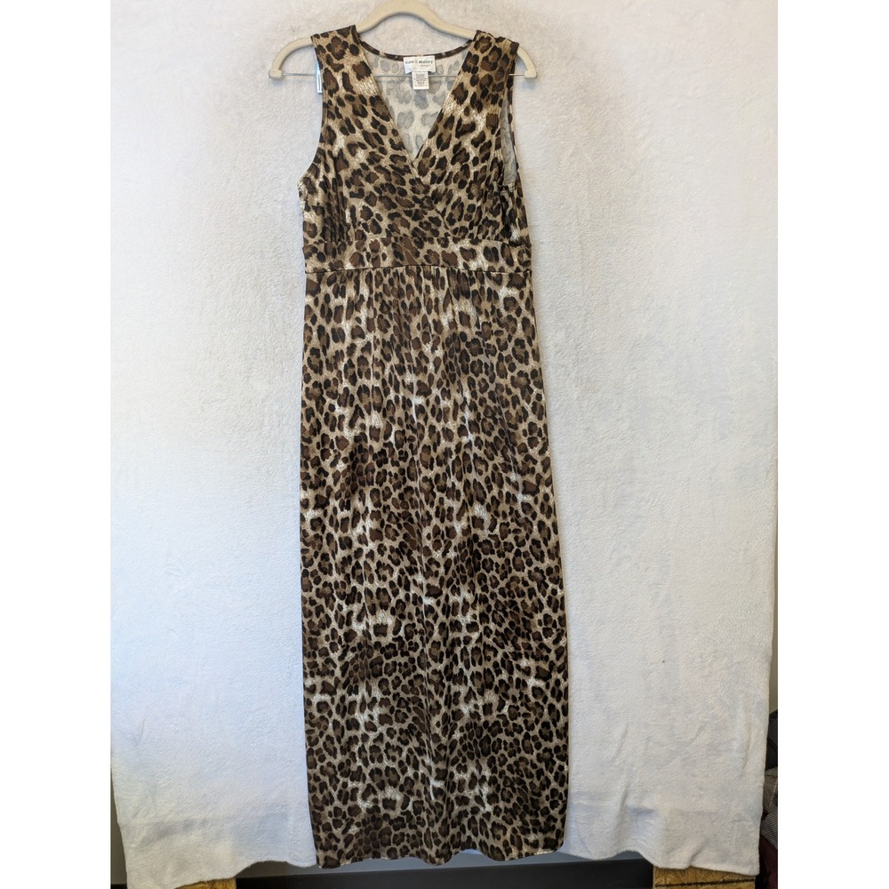 Kate & Mallory Maxi Dress Women's Size M Brown Leopard Print Sleeveless‎ V-Neck